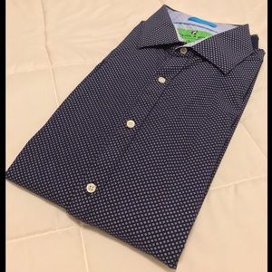 Blue Patterned Long Sleeve Dress Shirt